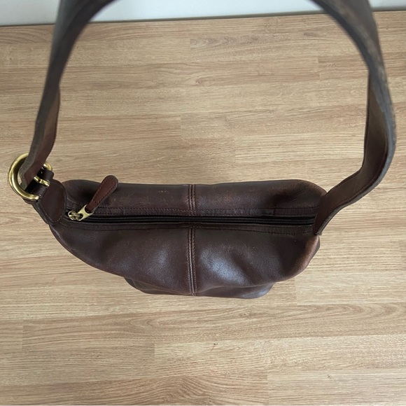 Vintage Brown Leather Gold Hardware Zippered Coach Hand Bag Shoulder Bag Purse - Picture 7 of 14